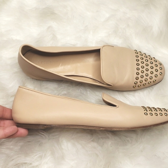 J.crew Darby Leather & Gold Studded Cap Toe Loafers  Flats 8.5 - Picture 5 of 9